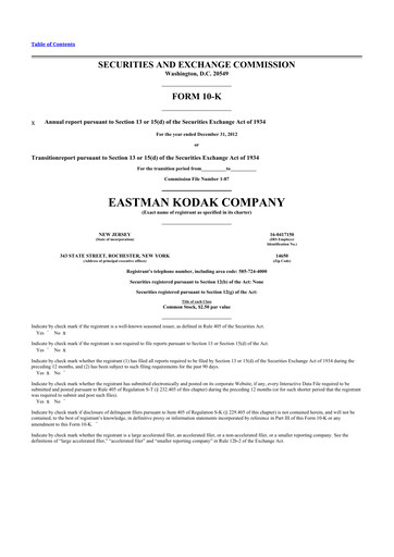 Thumbnail Eastman Kodak Company 10-K Annual Report 2012