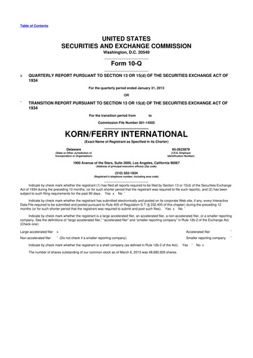 Thumbnail Korn Ferry
 10-Q Quarterly Report FY2013 