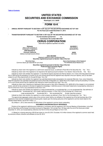 Thumbnail Cerus Corporation 10-K Annual Report 2012