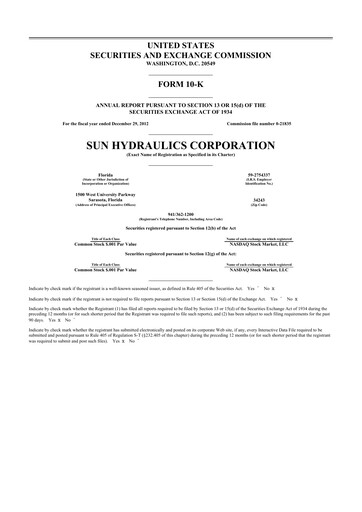 Thumbnail Helios Technologies 10-K Annual Report 2012