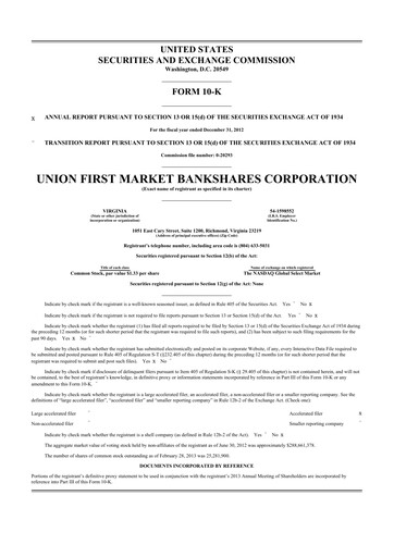 Vorschaubild Atlantic Union Bankshares 10-K Jahresbericht 2012