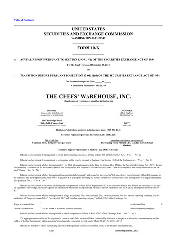 Thumbnail Chefs' Warehouse 10-K Annual Report 2012