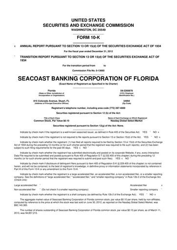 Thumbnail Seacoast Banking 10-K Annual Report 2012