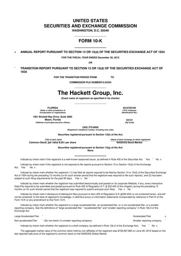 Vorschaubild The Hackett Group

 10-K Jahresbericht 2012