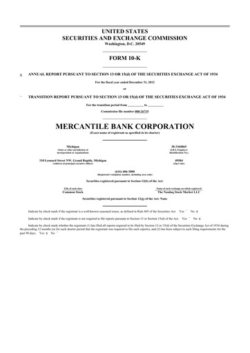 Thumbnail Mercantile Bank 10-K Annual Report 2012