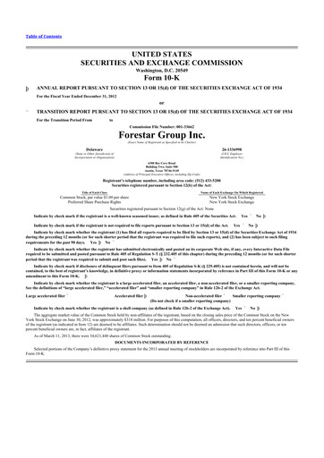 Thumbnail Forestar Group
 10-K Annual Report 2012