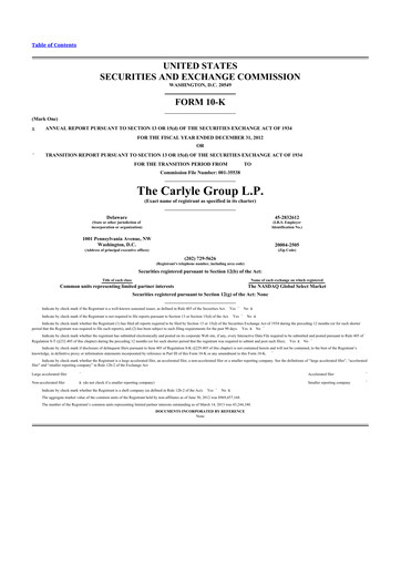 Vorschaubild Carlyle Group 10-K Jahresbericht 2012