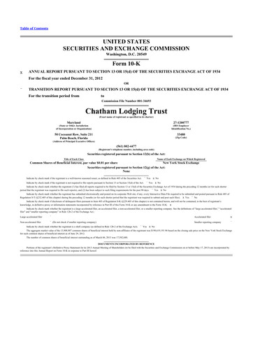 Thumbnail Chatham Lodging Trust 10-K Annual Report 2012