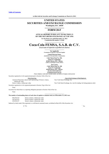 Thumbnail Coca-Cola FEMSA 20-F Annual Report 