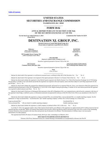 Thumbnail Destination XL 10-K Annual Report 2012