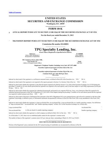 Thumbnail Sixth Street Specialty Lending 10-K Annual Report 