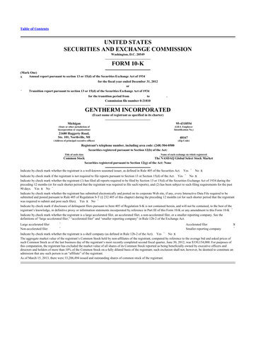 Thumbnail Gentherm 10-K Annual Report 2012