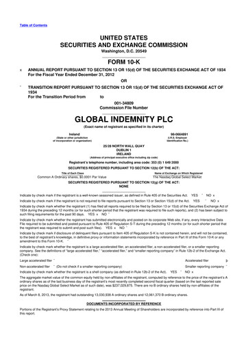 Thumbnail Global Indemnity 10-K Annual Report 2012