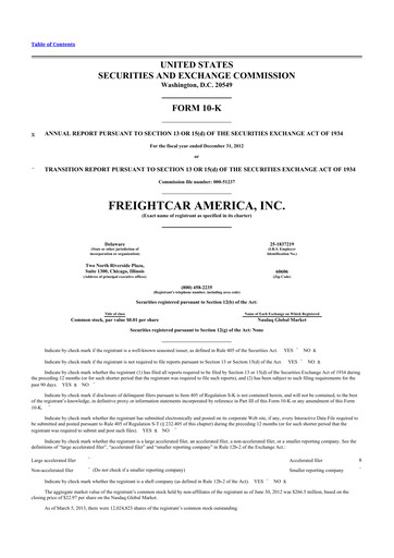 Thumbnail FreightCar America
 10-K Annual Report 2012