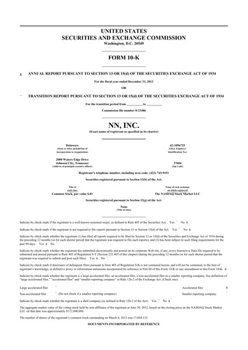 Vorschaubild NN, Inc.
 10-K Jahresbericht 2012