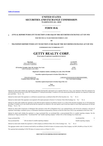 Thumbnail Getty Realty 10-K Annual Report 2012