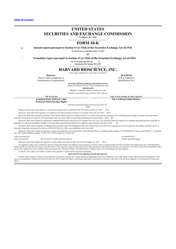 Thumbnail Harvard Bioscience 10-K Annual Report 2012