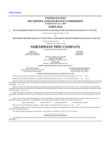 Thumbnail Northwest Pipe Company
 10-K Annual Report 2012