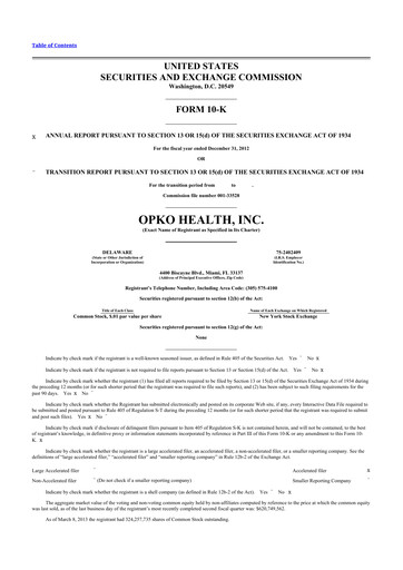 Thumbnail OPKO Health
 10-K Annual Report 2012