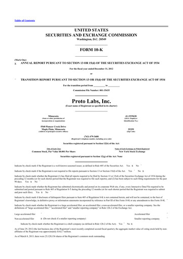 Vorschaubild Protolabs 10-K Jahresbericht 2012