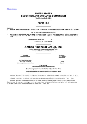 Thumbnail Octave Specialty Group 10-K Annual Report 2012