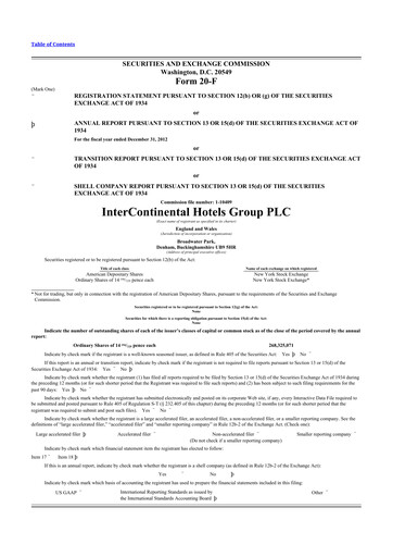 Thumbnail InterContinental Hotels Group
 20-F Annual Report 