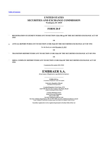 Thumbnail Embraer 20-F Annual Report 