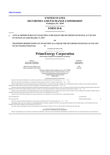 Thumbnail PrimeEnergy Resources 10-K Annual Report 2012