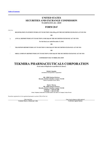 Thumbnail Arbutus Biopharma
 20-F Annual Report 2012