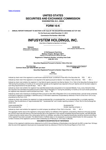 Thumbnail InfuSystem 10-K Annual Report 2012