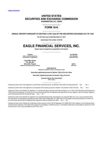 Miniature Eagle Financial Services 10-K Rapport annuel 2012