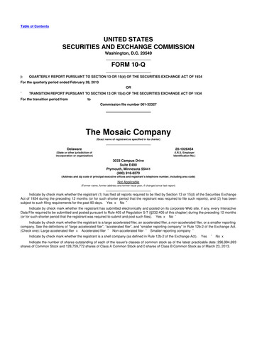 Thumbnail The Mosaic Company 10-Q Quarterly Report FY2013 
