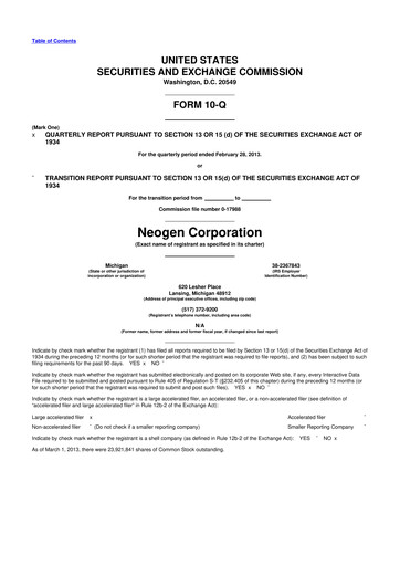 Vorschaubild Neogen 10-Q Quartalsbericht 2013 