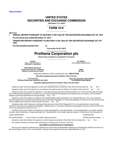 Thumbnail Prothena 10-K Annual Report 