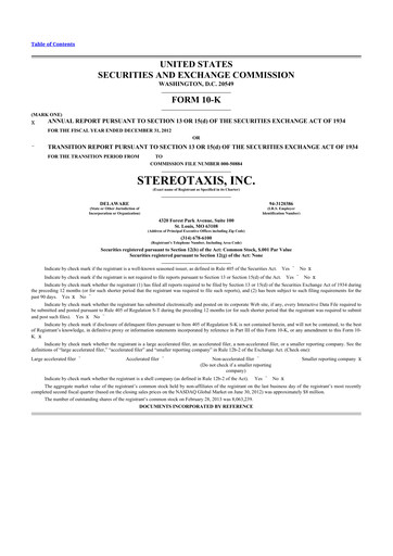 Thumbnail Stereotaxis 10-K Annual Report 2012