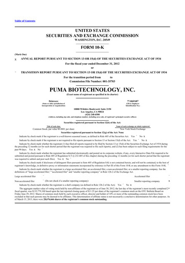 Thumbnail Puma Biotechnology 10-K Annual Report 2012