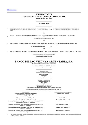 Thumbnail Banco Bilbao Vizcaya Argentaria 20-F Annual Report 