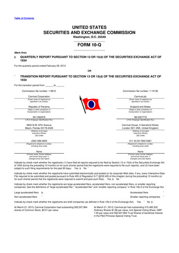 Thumbnail Carnival Corporation 10-Q Quarterly Report FY 