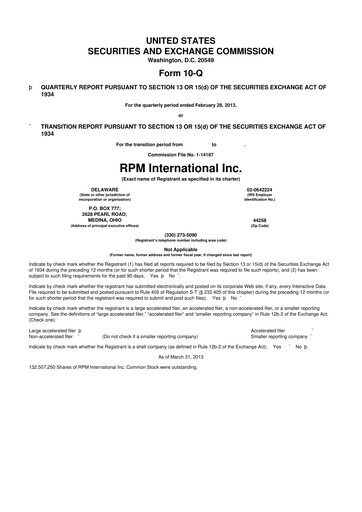 Thumbnail RPM International
 10-Q Quarterly Report FY2013 
