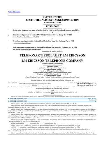 Vorschaubild Ericsson 20-F Jahresbericht 