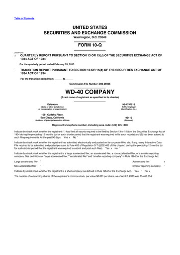 Thumbnail WD-40 Company
 10-Q Quarterly Report FY2013 