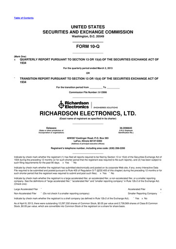 Miniature Richardson Electronics 10-Q Rapport trimestriel 2013 
