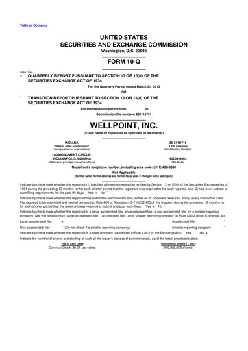 Thumbnail Elevance Health 10-Q Quarterly Report FY2013 