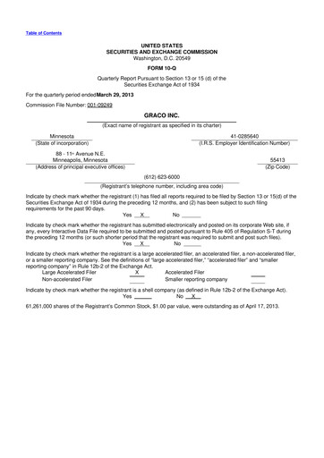 Thumbnail Graco 10-Q Quarterly Report FY2013 