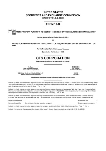 Thumbnail CTS Corporation 10-Q Quarterly Report FY2013 