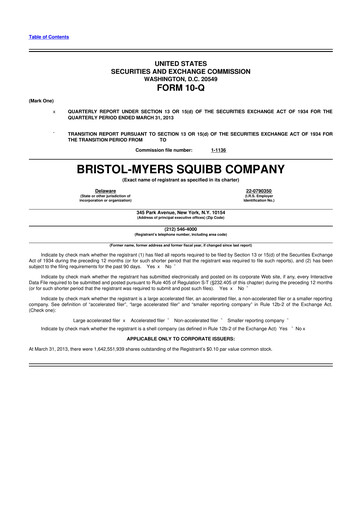 Thumbnail Bristol-Myers Squibb 10-Q Quarterly Report FY2013 