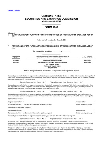 Thumbnail Dominion Energy 10-Q Quarterly Report FY 