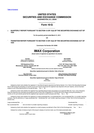 Thumbnail Imax Corp 10-Q Quarterly Report FY2013 