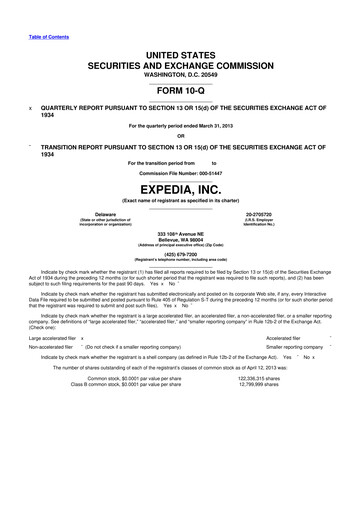 Vorschaubild Expedia Group 10-Q Quartalsbericht 2013 