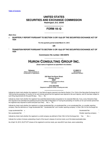 Thumbnail Huron Consulting 10-Q Quarterly Report FY2013 